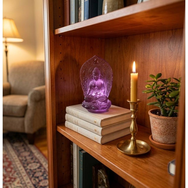 Crystal Glass Amethyst Purple Gautama Amitabha Shakyamuni Statue For Sale In San Francisco - Image 6 of 10