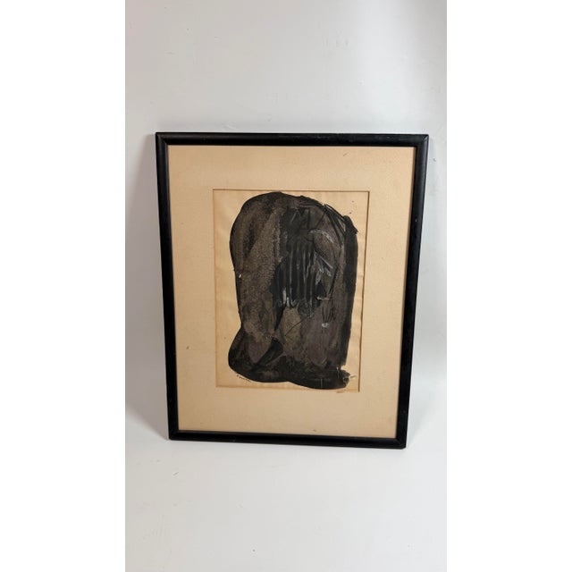 Paint 1970s Martin Lubner Framed Gouache on Paper For Sale - Image 7 of 8