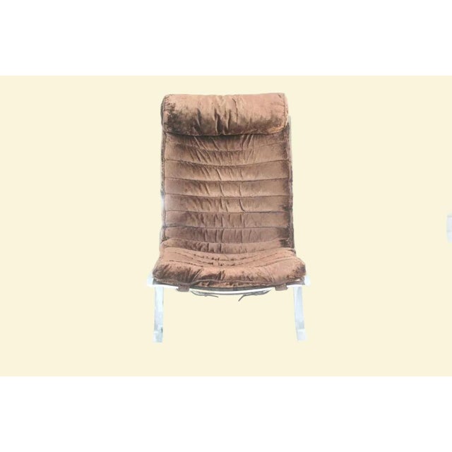 Mid-Century Modern 1960s Attributed to Arne Norell "Ari" Chrome & Brown Velvet Lounge Chair With Ottoman For Sale - Image 3 of 11