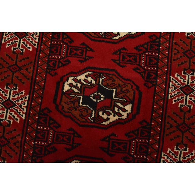 Textile Turkmen Runner 2’5” X 9’6” Red Wool Vintage Tribal Hand-Knotted Oriental Rug For Sale - Image 7 of 12
