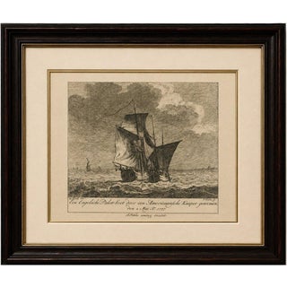 Simon Fokke after Hendrik Kobell, American Privateer Captures an English Packet Boat, 1777, Paper For Sale