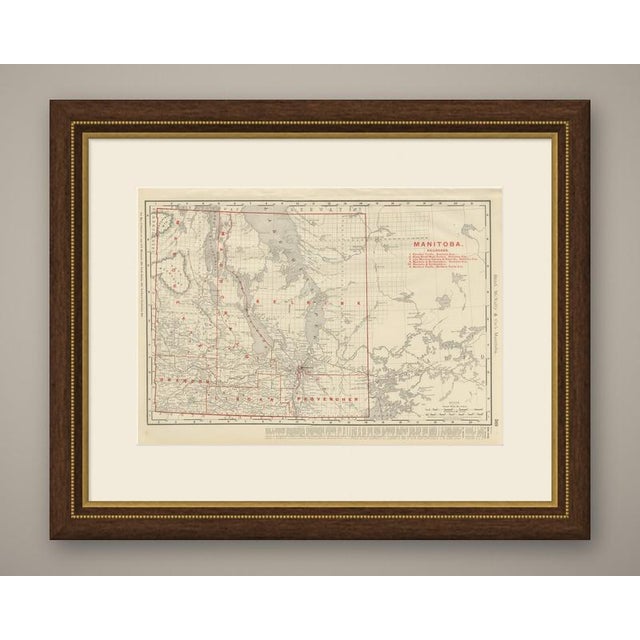 This antique map of Manitoba, published by Rand McNally in 1899 on page 369 of its indexed atlas, runs from the...