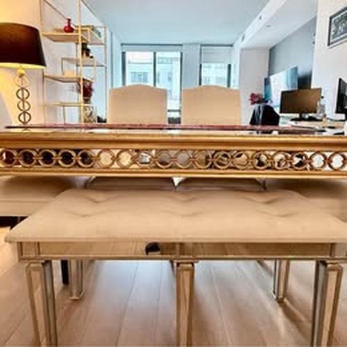 2020s Gold & Mirrored Dining Table For Sale - Image 5 of 9