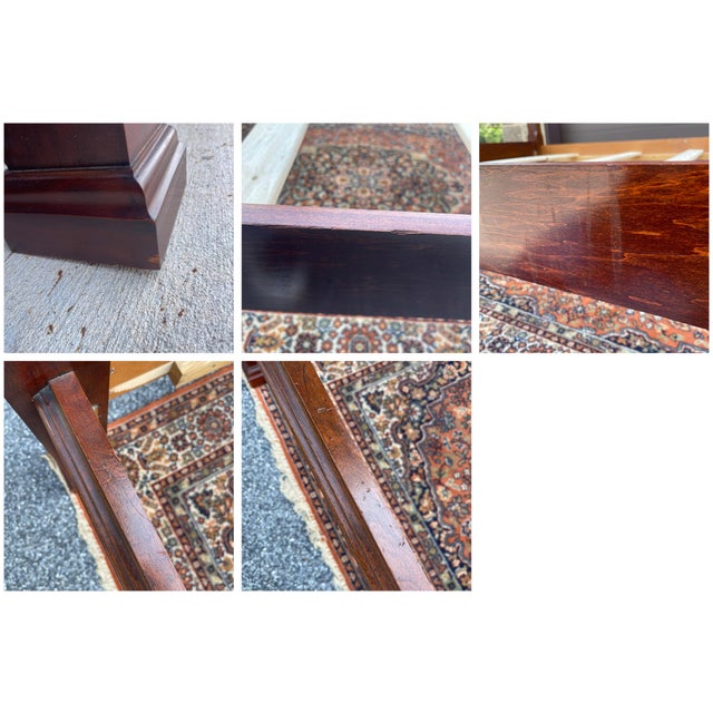 Vintage Crescent Furniture Traditional Mahogany Queen Rice Carved Poster Bed For Sale - Image 11 of 11