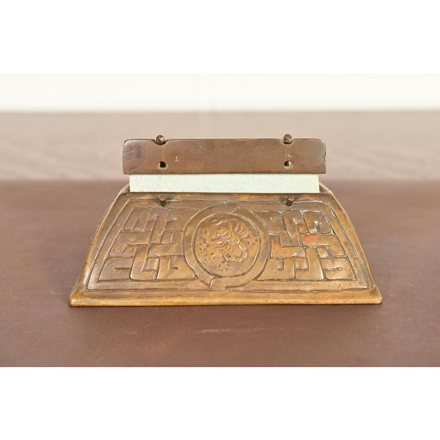 Tiffany Studios New York Zodiac Pattern Bronze Perpetual Desk Calendar or Memo Pad Holder For Sale - Image 9 of 13