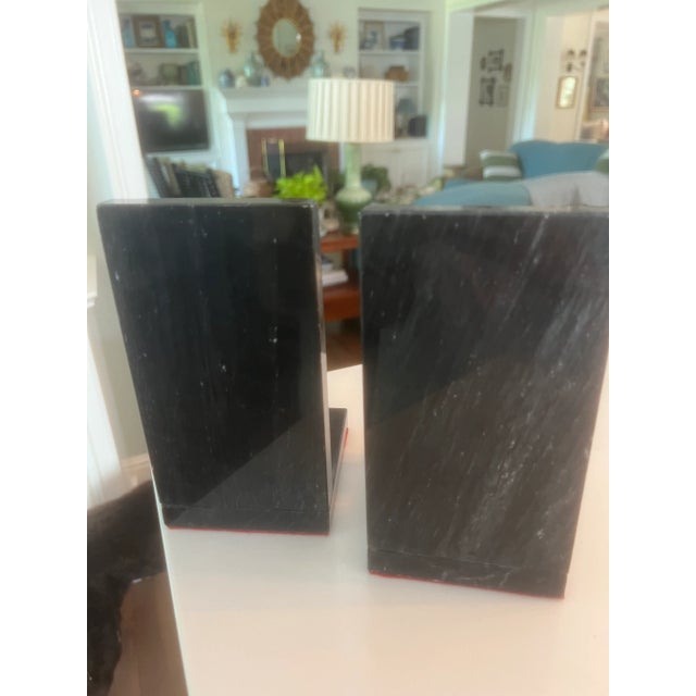 Mid-Century Brass and Marble Horse Bookends, a Pair For Sale - Image 9 of 10