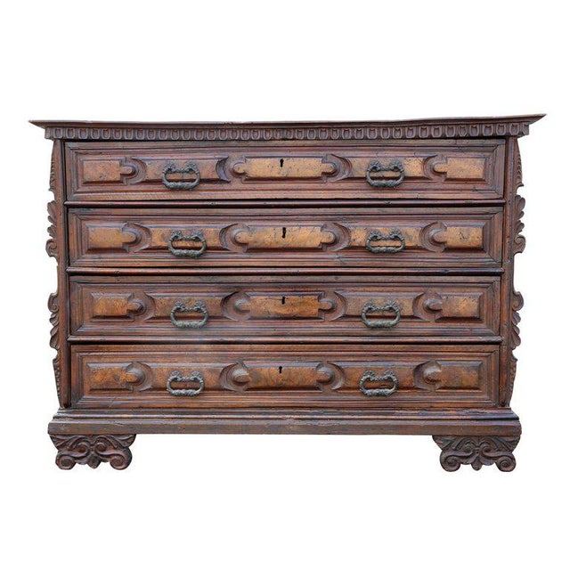 Italian Baroque Walnut and Burl Walnut Commode For Sale - Image 11 of 12