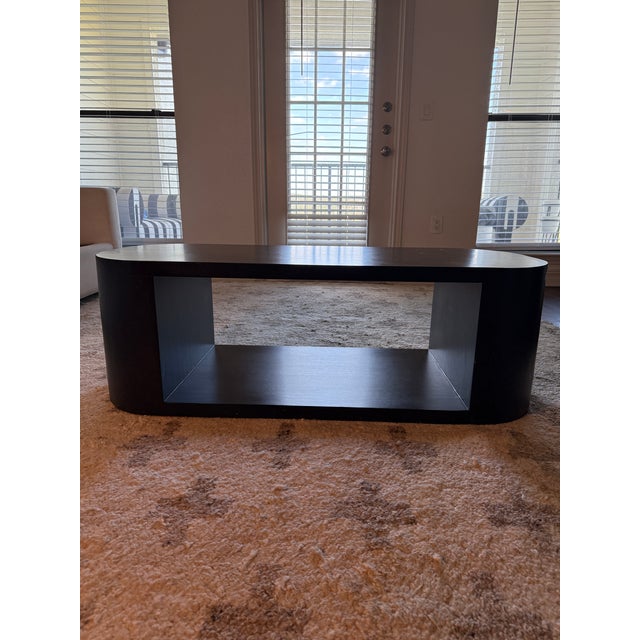 Contemporary Lulu and Georgia "Luna" Matte Black Oval Coffee Table - Modern Minimalist For Sale - Image 3 of 9