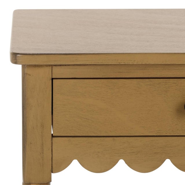 Spritely Home Heaven Scalloped 1 Top Drawer Accnt Table in Desert Brown For Sale - Image 4 of 10