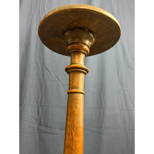 Antique Turned Wood Pedestal Stand, 1930 For Sale - Image 6 of 13