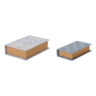 Patterned Decorative Book Box (Set of 2) For Sale