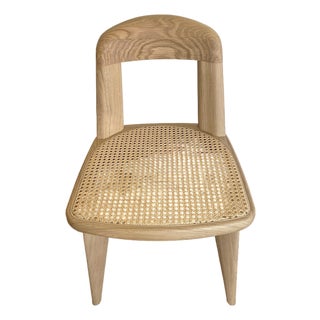 BassamFellows Armless Brutus Chair - Raw Oak & Double Caned, Italian Hand-Crafted Accent/Desk Chair For Sale