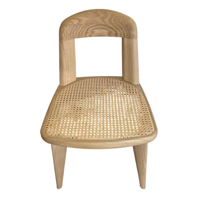 BassamFellows Armless Brutus Chair - Raw Oak & Double Caned, Italian Hand-Crafted Accent/Desk Chair For Sale