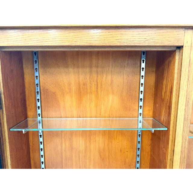 Brown Wall-Mounted Oak and Glass Display Case from Siegel Paris, 1950 For Sale - Image 8 of 18