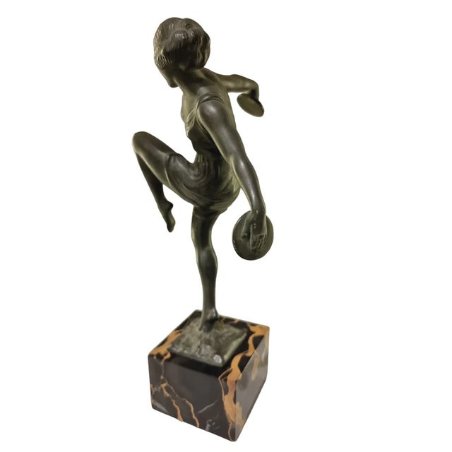 Art Deco Figurine of Dancing Woman with Cymbals by Fayral for Verrier, 1920s For Sale - Image 4 of 7
