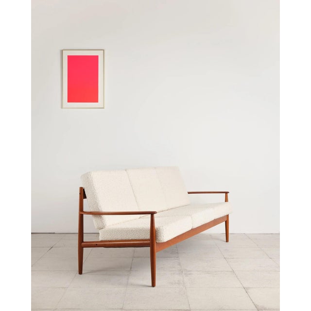 Grete Jalk Three-Seater Sofa Model 118 in Teak with Bouclé Upholstery by Grete Jalk for France & Søn, Denmark, 1950s For Sale - Image 4 of 18