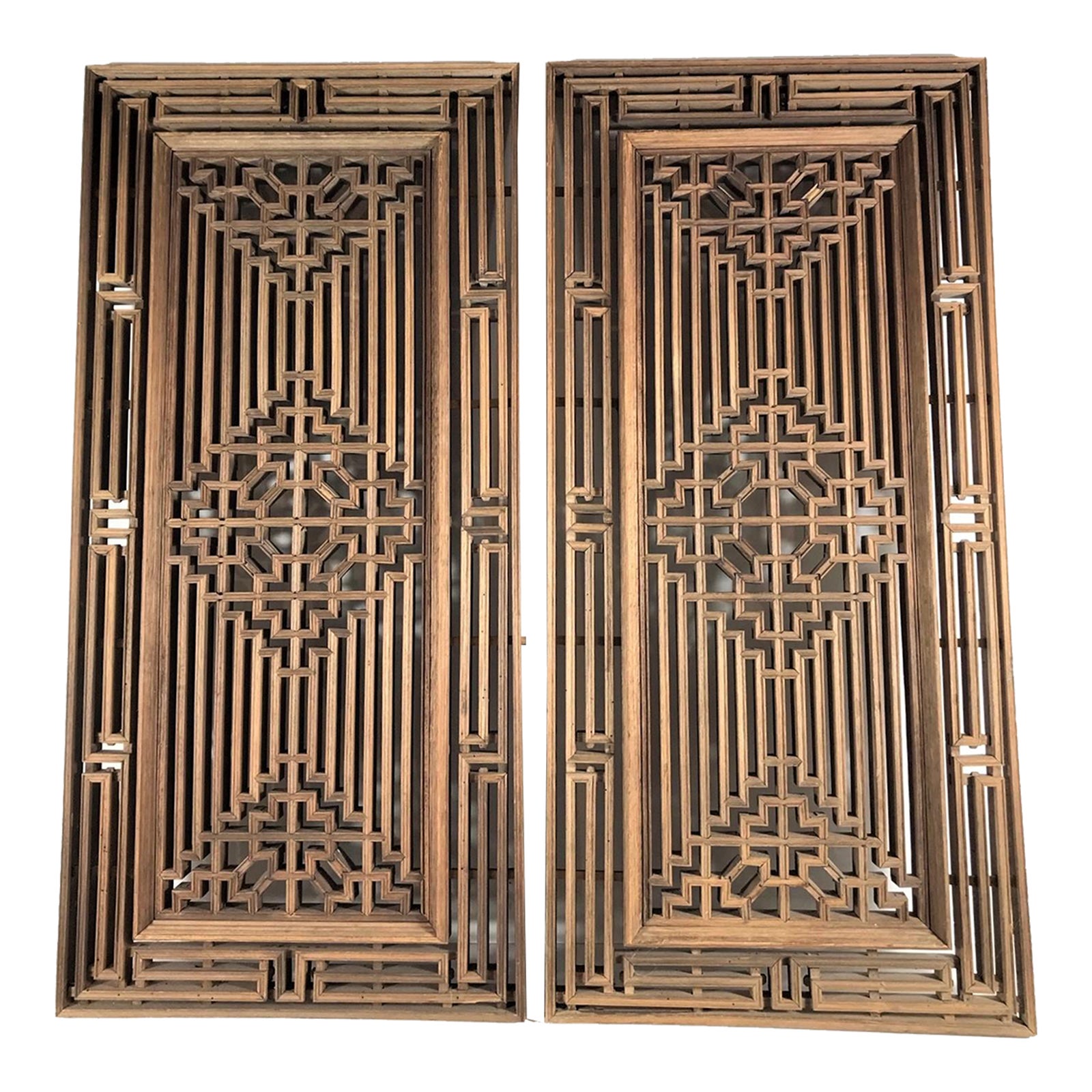 Antique Window Panels With Geometric Design From Fujian Province a Pair Chairish