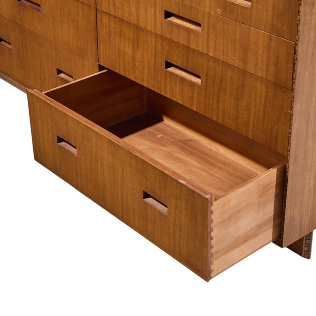 Frank Lloyd Wright for Henredon Taliesin Mid Century 10 Drawer Mahogany Lowboy Dresser For Sale - Image 10 of 12