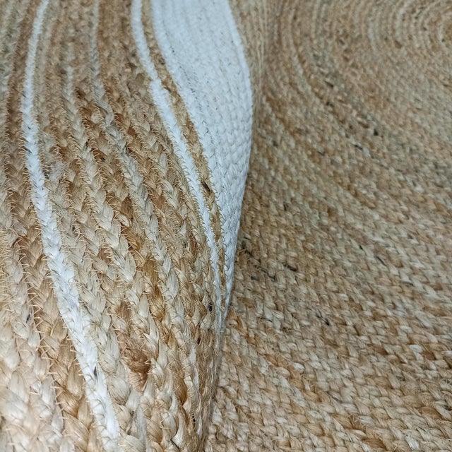 Not Yet Made - Made To Order Handwoven Natural Jute Round Bath Rug With Ivory Border For Sale - Image 5 of 9