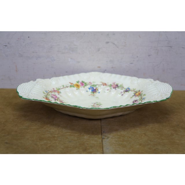 Ceramic Antique Coalport Kings Ware Scalloped Floral Compote Dish Shallow Bowl 12" For Sale - Image 7 of 13