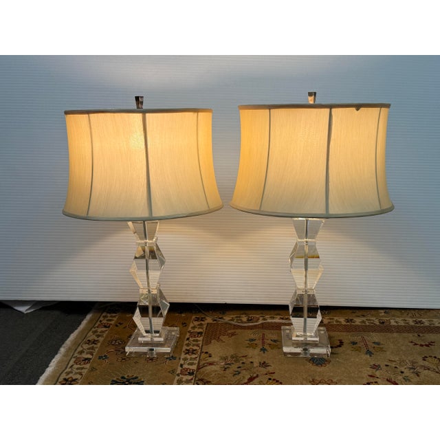 Early 21st Century Ethan Allen Crystal Table Lamps, Pair For Sale - Image 5 of 14