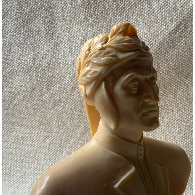 Stone 1950s Italian Dante Alighieri Bust Almond Alabaster Sculpture For Sale - Image 7 of 18