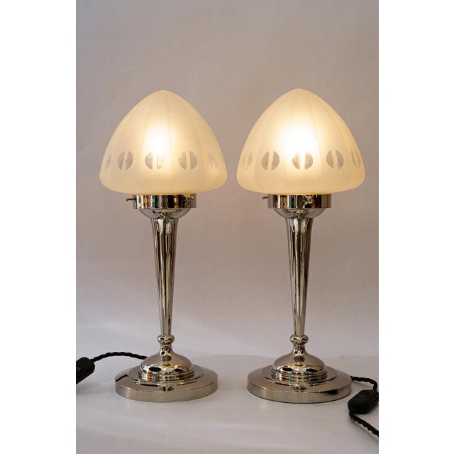 Art Deco Nickel Plated Table Lamps, 1920s, Set of 2 For Sale - Image 12 of 15