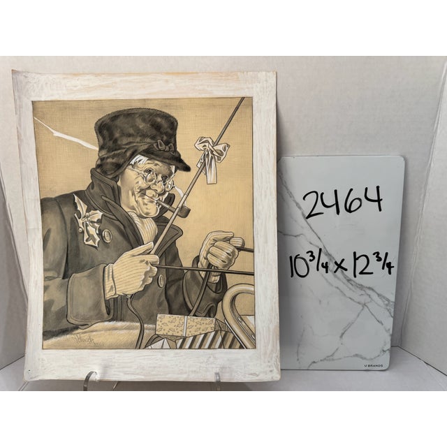 1940s Original Signed Graphite Illustration of Elderly Carriage Driver 10.75 × 12.75 In. For Sale In Atlanta - Image 6 of 6