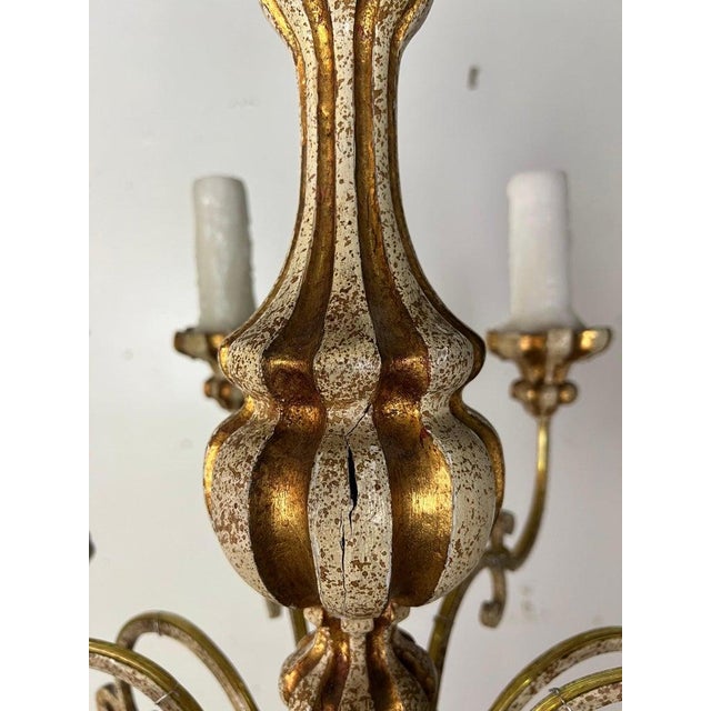 Gold Italian (12) Light Painted & Parcel Gilt Chandelier For Sale - Image 8 of 11