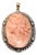Antique Carved Coral Gold Cameo With Pearl and Diamonds For Sale
