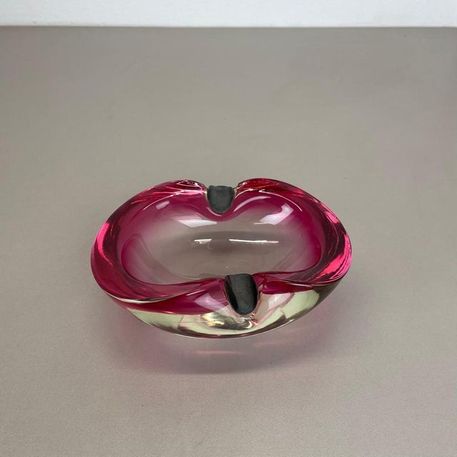 Large Pink Murano Bubble Glass Ashtray with Sterling Silver 925, Italy, 1970s For Sale - Image 3 of 18