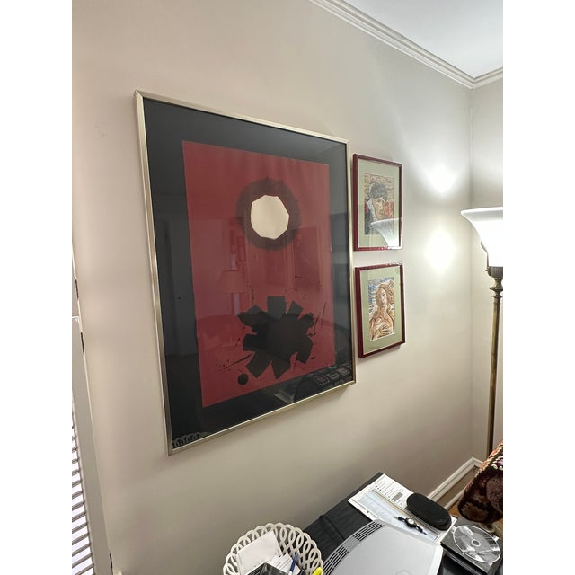Framed Adolph Gottlieb lithograph as a striking example of mid-century Abstract Expressionism Bold, elemental, and...