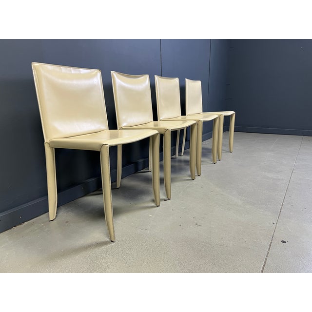 Beige Leather Dining Chairs by Cattelan, Italy, 1980s, Set of 4 For Sale - Image 11 of 13
