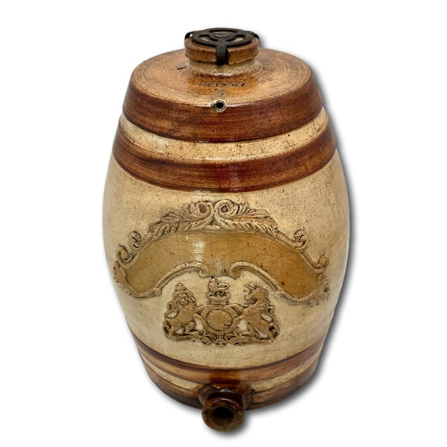 Antique Stephen Greens Lambeth Salt Glaze Stoneware 2 Gallon English Pub Brandy Dispenser Cask - Circa 1840s For Sale - Image 13 of 18