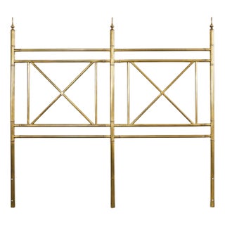 Mastercraft Attributed Neoclassical Brass Faux Bamboo Headboard For Sale