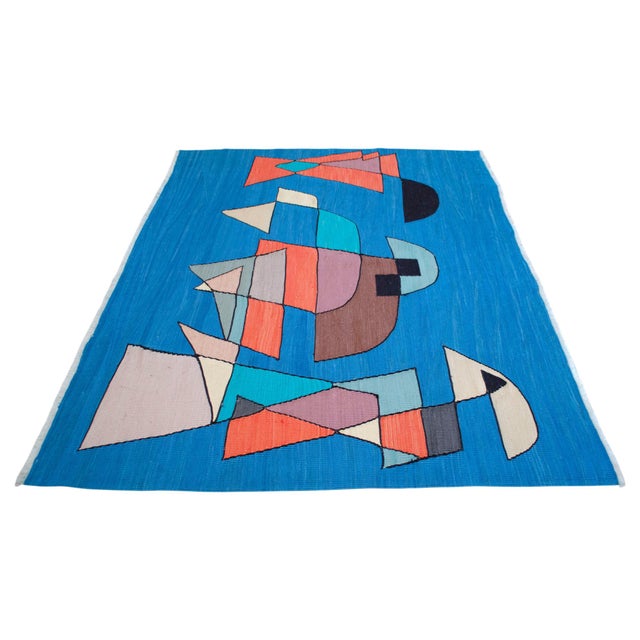 Paul Klee - Sailing Boats - Inspired Silk Hand Woven Area - Wall Rug 4′7″ × 5′12″ For Sale - Image 9 of 13