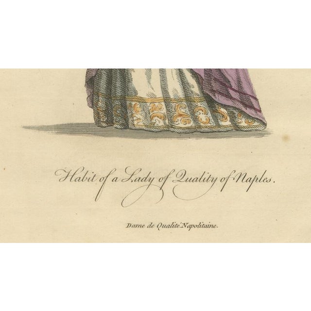 Paper European School, Italian Noblewomen Costume from Naples, 1749, Paper Engraving For Sale - Image 7 of 10