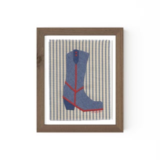 Dottie the Cowboy Boot by Willa Heart in Walnut Frame, Mini Art Print For Sale