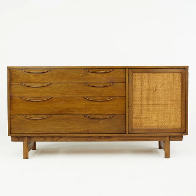 Lawrence Peabody Mid Century Cane Front Buffet and Hutch For Sale - Image 11 of 13