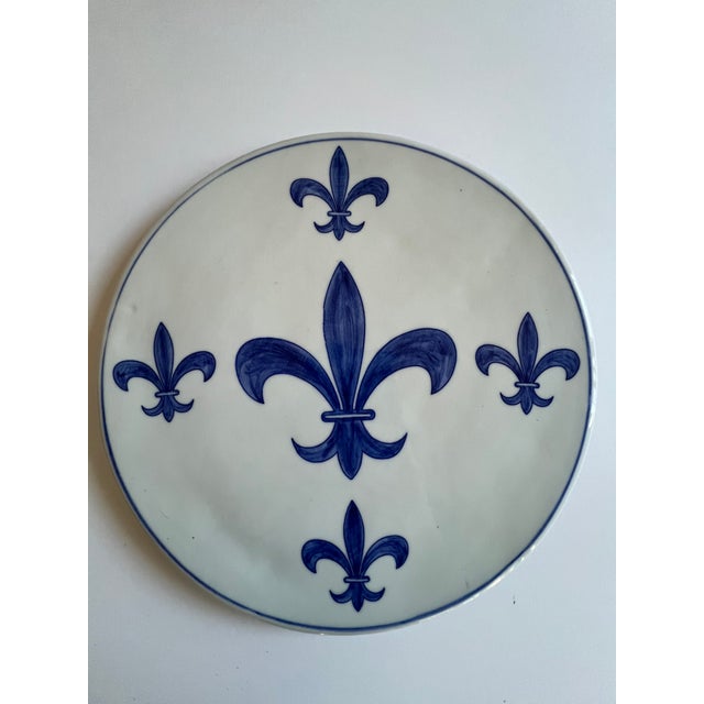 Large Round Blue and White Fleur De Lis Plate Trivet. This is also a beautiful addition to your plate wall! Combined...