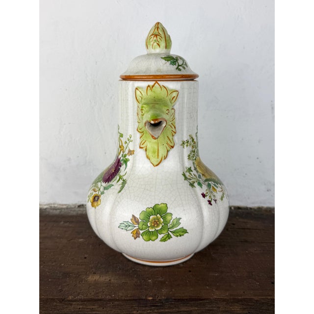 Cream Antique Italian Zoomorphic Majolica Coffee Pot in the style of Pasquale Rubati, Early 20th Century For Sale - Image 8 of 17