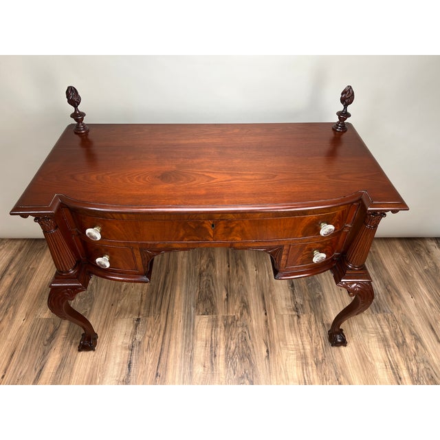 Antique George IV Chippendale Flame Mahogany Buffet C. Mid 19th Century For Sale In Boston - Image 6 of 12