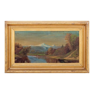 Illegibly Signed Mountain Landscape Oil on Canvas For Sale
