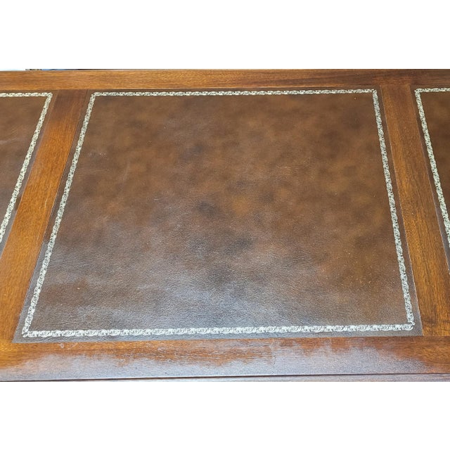 Fine Vintage Chippendale Leather Top Desk For Sale - Image 10 of 16