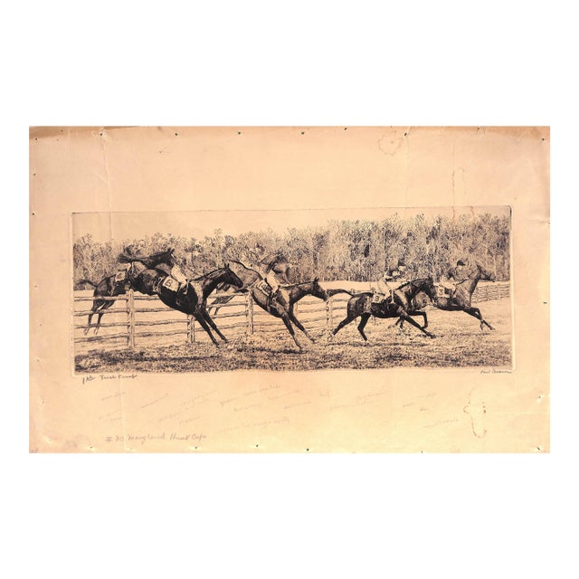 Paul Brown "Maryland Hunt Cup" 1st Trial Proof Drypoint Etching For Sale