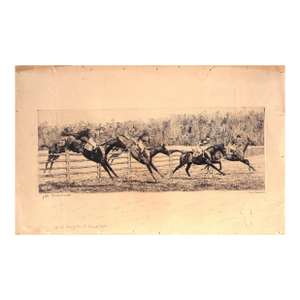 Paul Brown "Maryland Hunt Cup" 1st Trial Proof Drypoint Etching