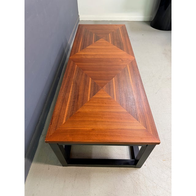 Wood 1970s Founders Mid-Century Modern Walnut Parquetry Coffee Table With Black Wood Base For Sale - Image 7 of 13