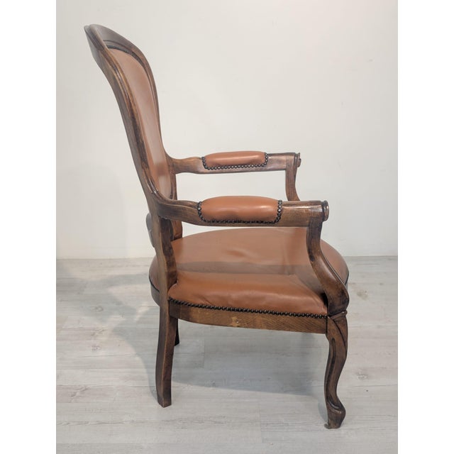 1970s Vintage Chippendale Armchair in Genuine Leather, 1975 For Sale - Image 5 of 14