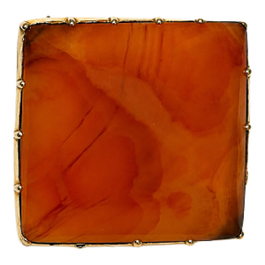 Georgian Carnelian Agate Brooch c.1830 – Square Cabochon in 9ct Gold, Scottish Hardstone Jewellery