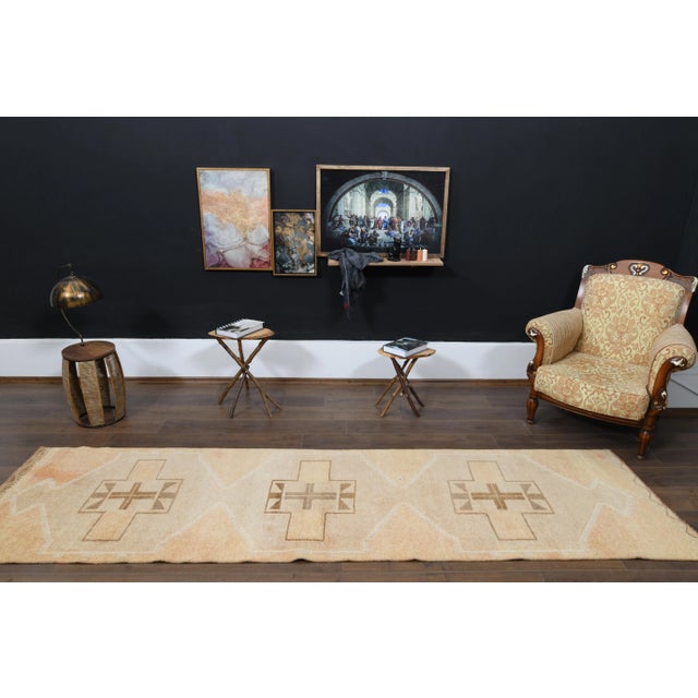 1970s Vintage Turkish Oushak Handmade Wool Cotton Orange Runner Rug For Sale - Image 4 of 11